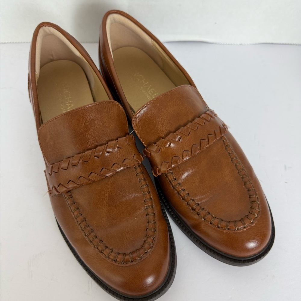 Michael Kors Brown Leather Womens Slip-Ons (Shannon)